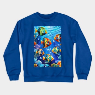 Colorful Tropical Fish With Jewel Like Bubbles Crewneck Sweatshirt